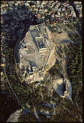 Die Akropolis von Athen aus der Luft gesehen